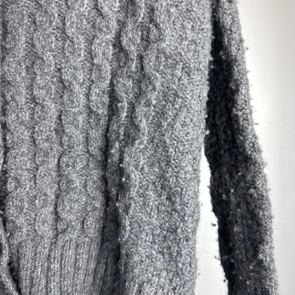 Eddie Bauer Women's Small Cardigan Sweater Lambswool Gray Button Collar Cottage - Picture 3 of 5